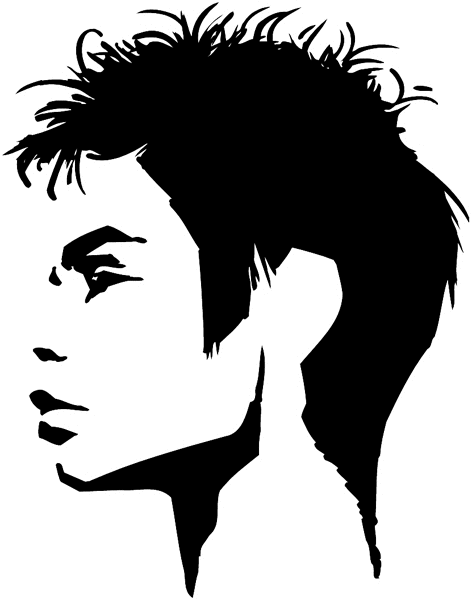 Spiky hairstyle vinyl sticker. Customize on line. Hairdressers 047-0059
